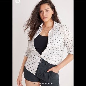 Anthropologie Maeve Clip Dot Relaxed Buttondown